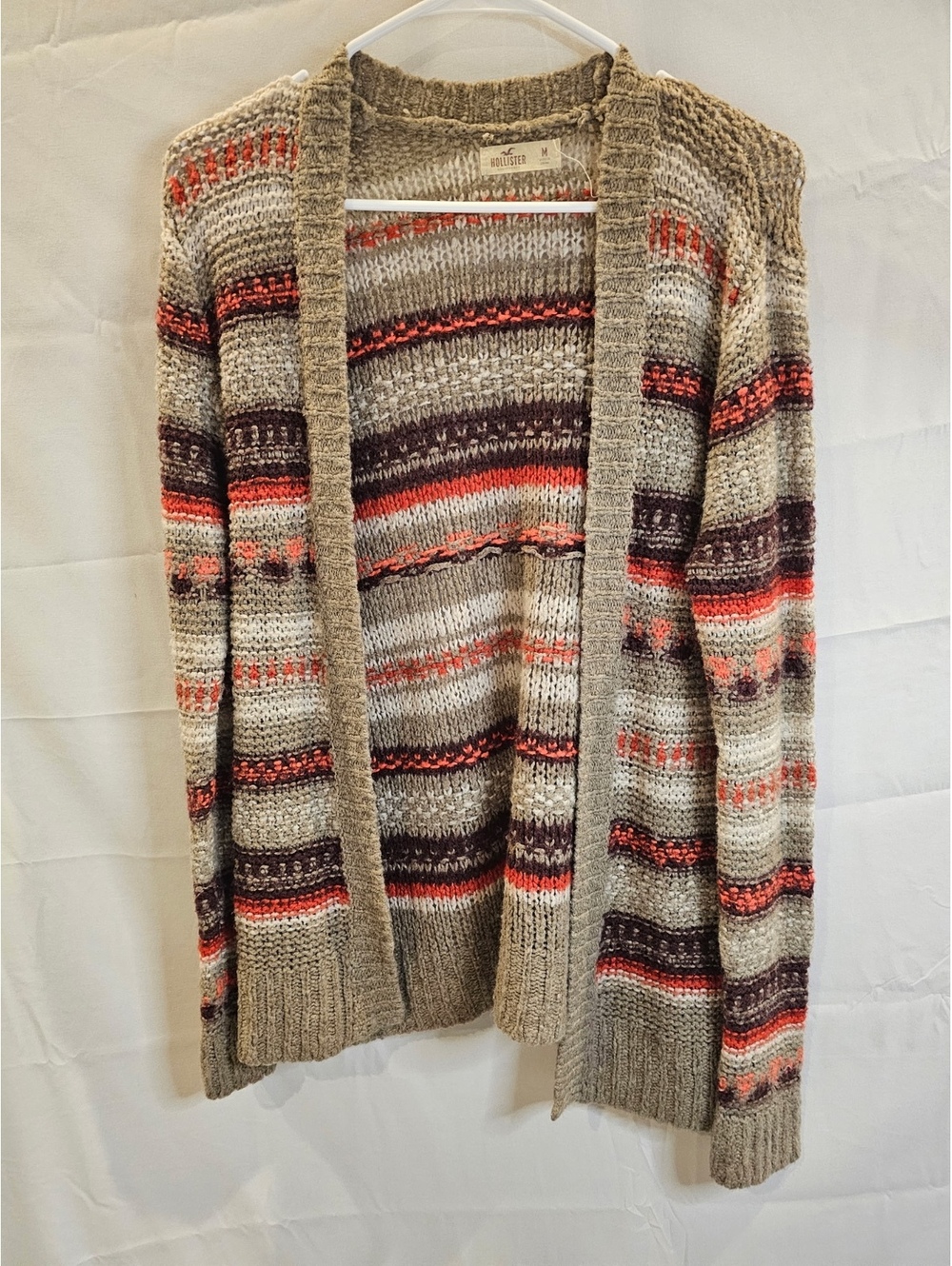 Hollister Women's Medium Knit Cardigan Sweater with Striped Pattern